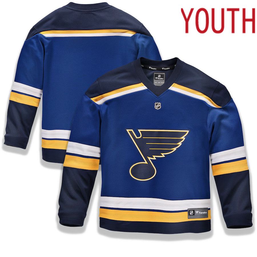 Youth St. Louis Blues Fanatics Branded Blue Home Replica Blank NHL Jersey->atlanta braves->MLB Jersey